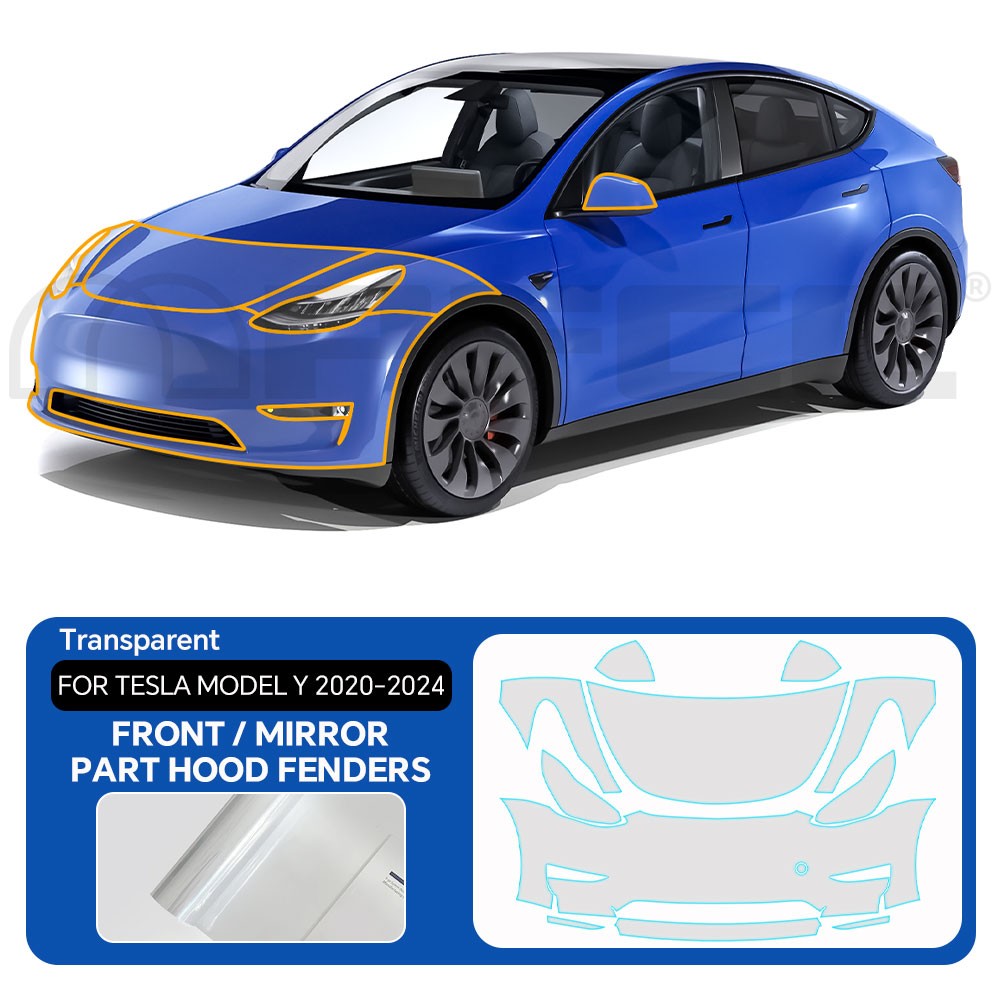 Tesla Model Y 2020-2024 Front PreCut Paint Protection Film Gloss Clear Bra PPF