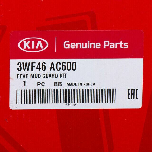 Genuine Kia 2014-2016 Sportage Extra Luxury Rear Molded Splash Guards 3WF46AC600