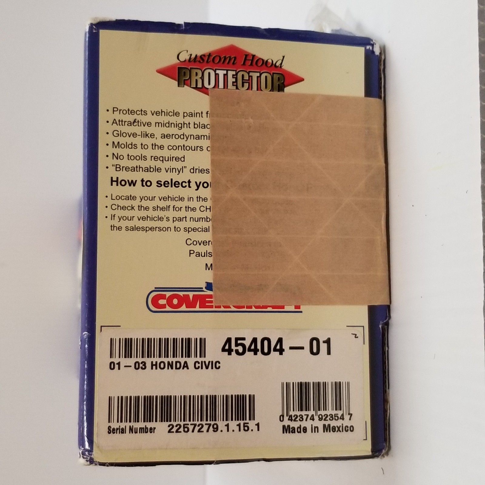 COVERCRAFT 2001-2003 Honda Civic Sedan Custom Hood Protector 45404-01 NEW