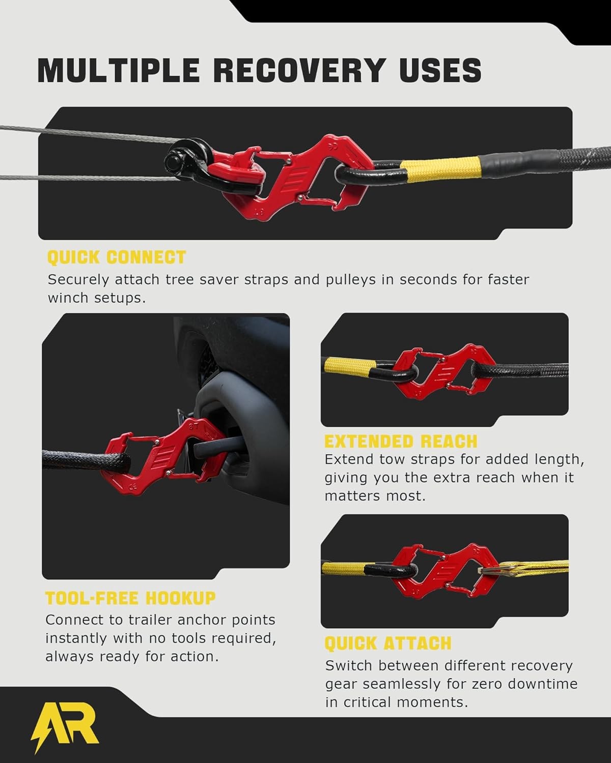 3/8 S Tow Hook, G80 Steel Quick Winch Shackle 33, 000Lbs Break Strength SUV, Tru