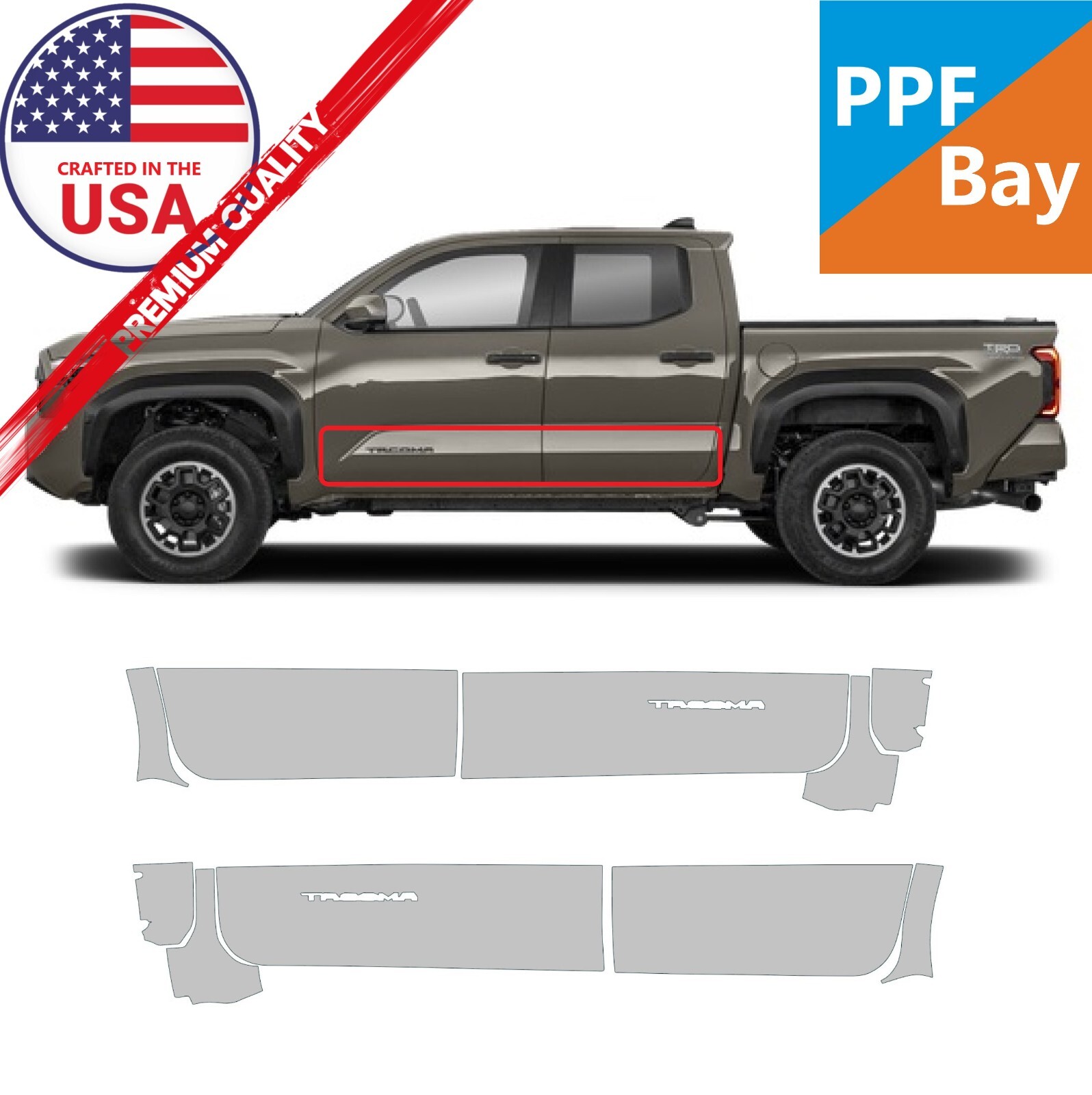 For Toyota Tacoma 2024 Sport/Off Road DoorPanel Paint Protection Film PreCut PPF