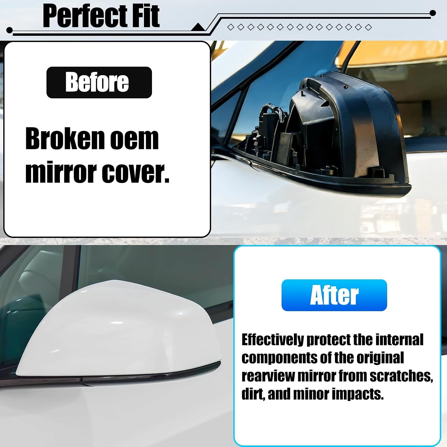Tesla Model X Mirror Cover 2016-2025 Left Driver Side Clip-on Cap 1054430-11-D