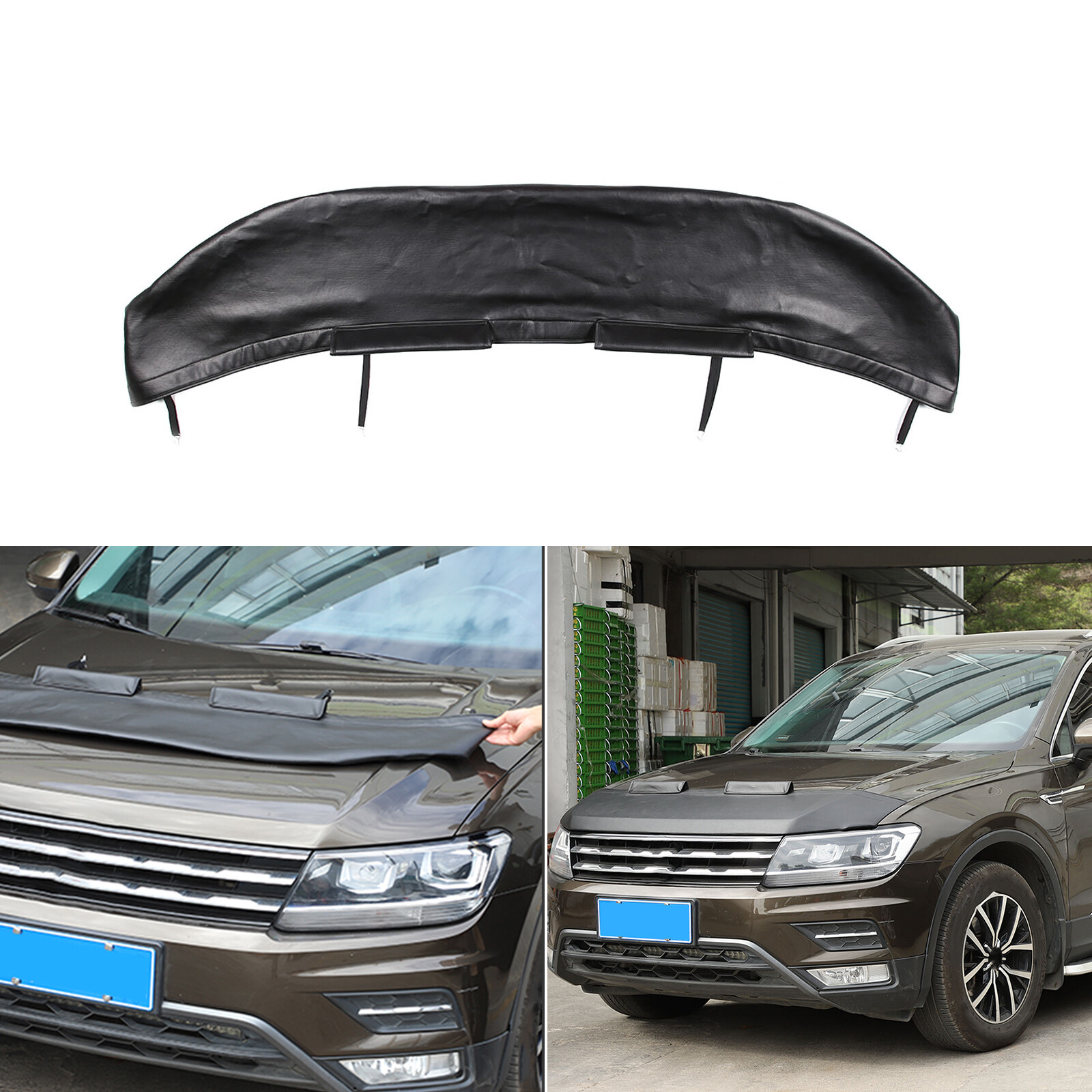 Front Hood Cover Engine End Bra Protector for Volkswagen VW Tiguan 2018-24 Black
