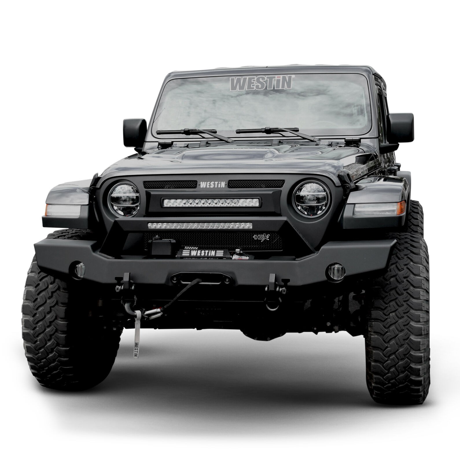 Westin WJ2 Full Width Front Bumper w/ LED Light Cut-Out Black 59-80125