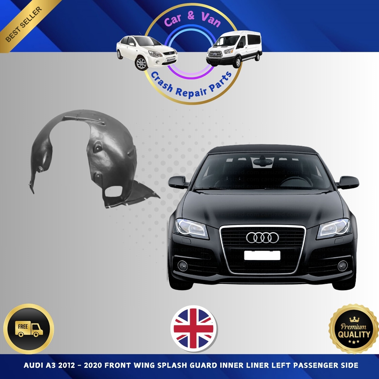 AUDI A3 2012 – 2020 FRONT WING SPLASH GUARD INNER LINER LEFT PASSENGER SIDE NEW