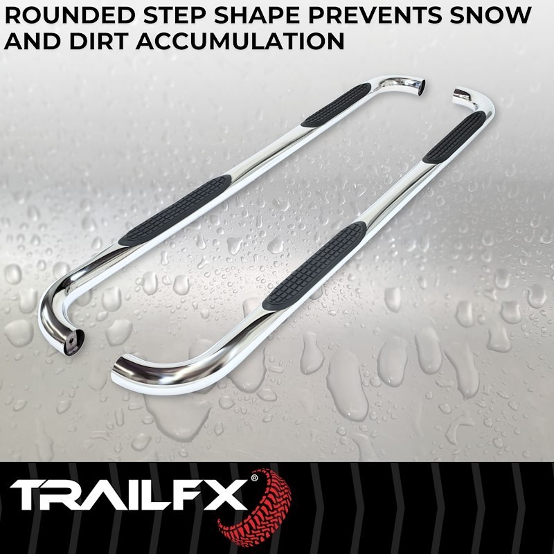TrailFX A0063S Stainless Steel Polished Nerf Bar for 2020-2025 Jeep Gladiator