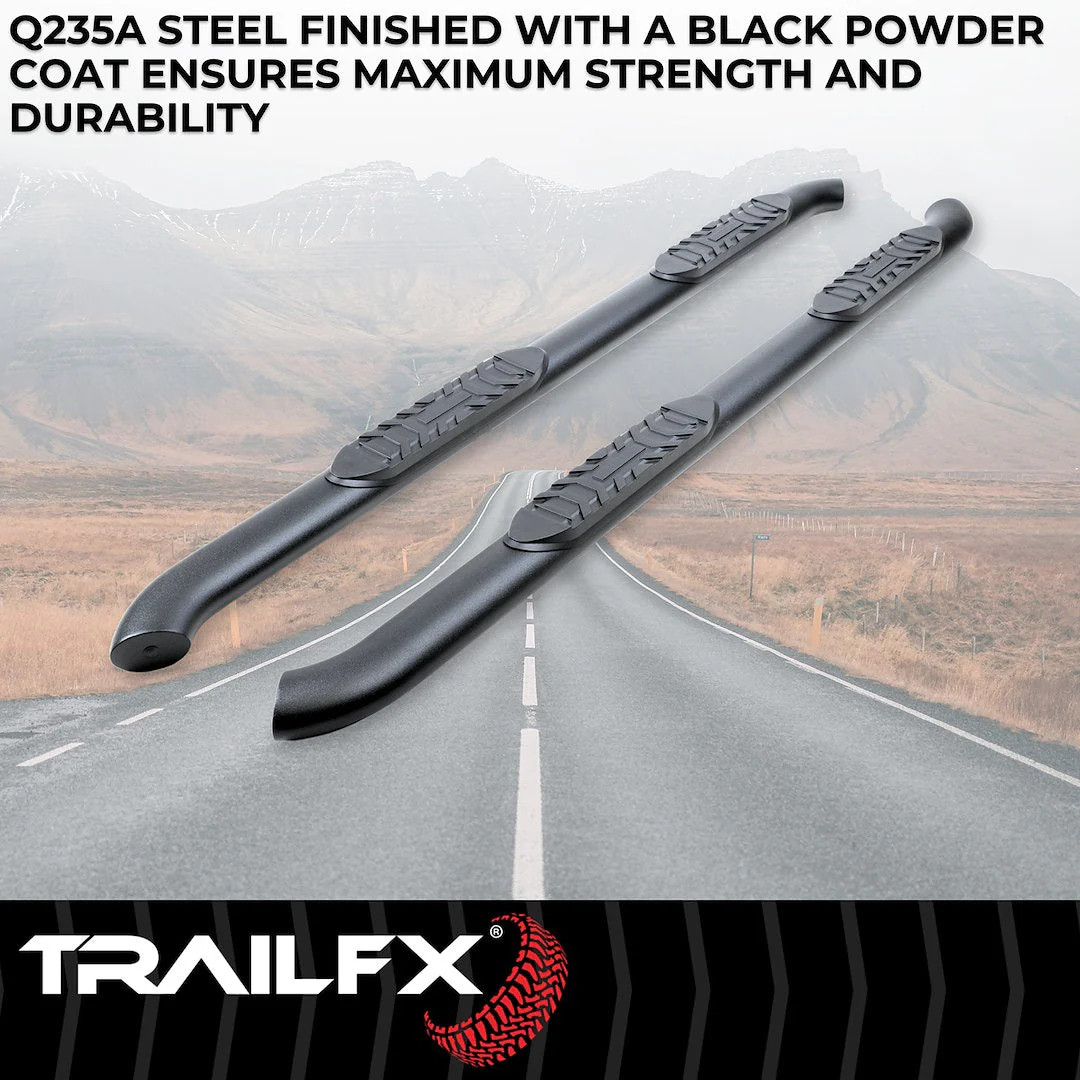 TrailFX 4″ Oval Bent Step Bar For GM Silverado/Sierra Crew-Black (A1003B)
