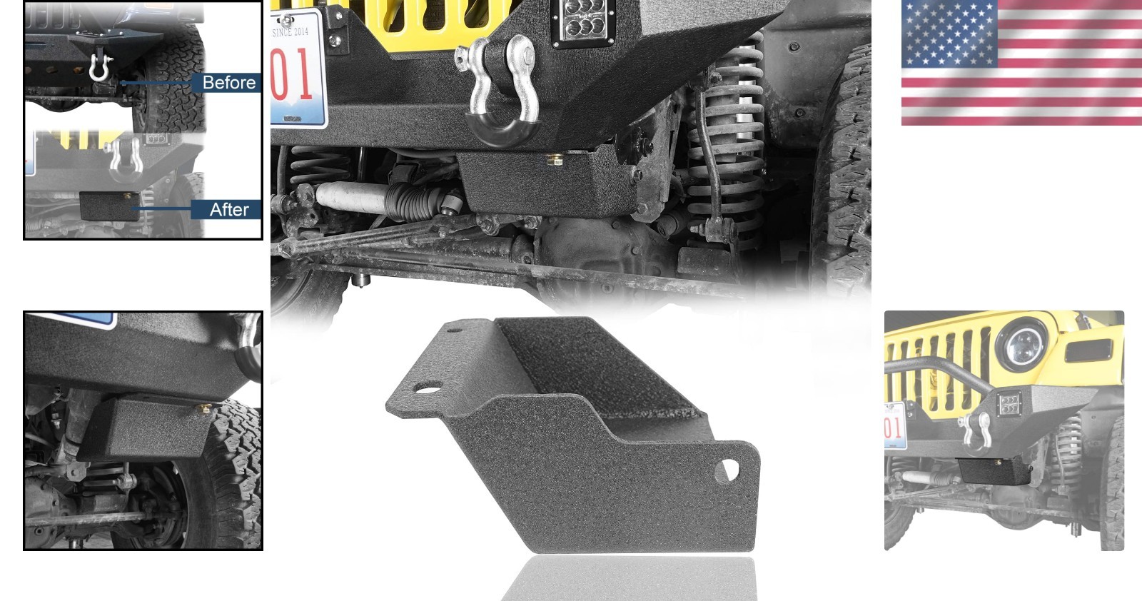 Durable Black Powder Coat Steering Box Skid Plate for Jeep Wrangler TJ 1997-2006