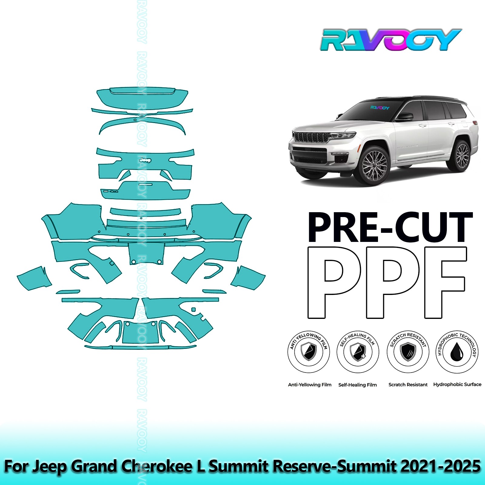 Protection PPF Kit For Jeep Grand Cherokee L Summit Reserve-Summit 2021-2025
