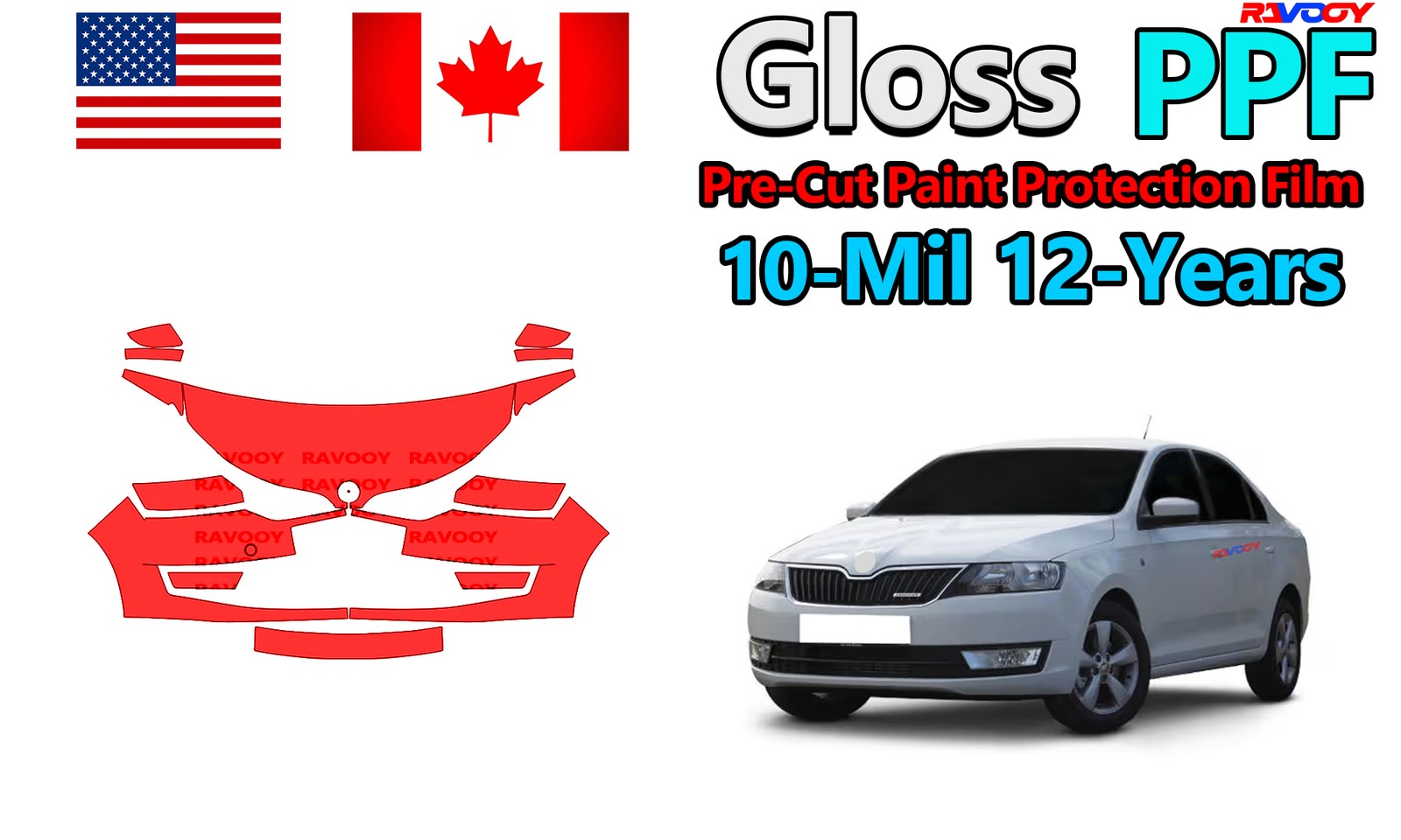 reCut PPF Paint Protection Film For Skoda Rapid Greenline-S-Saloon 2012-2018