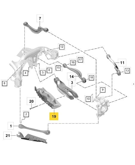 Porsche Cayenne 9YA E3 Left Rear Axle Wishbone Stone Chip Guard PAB505415