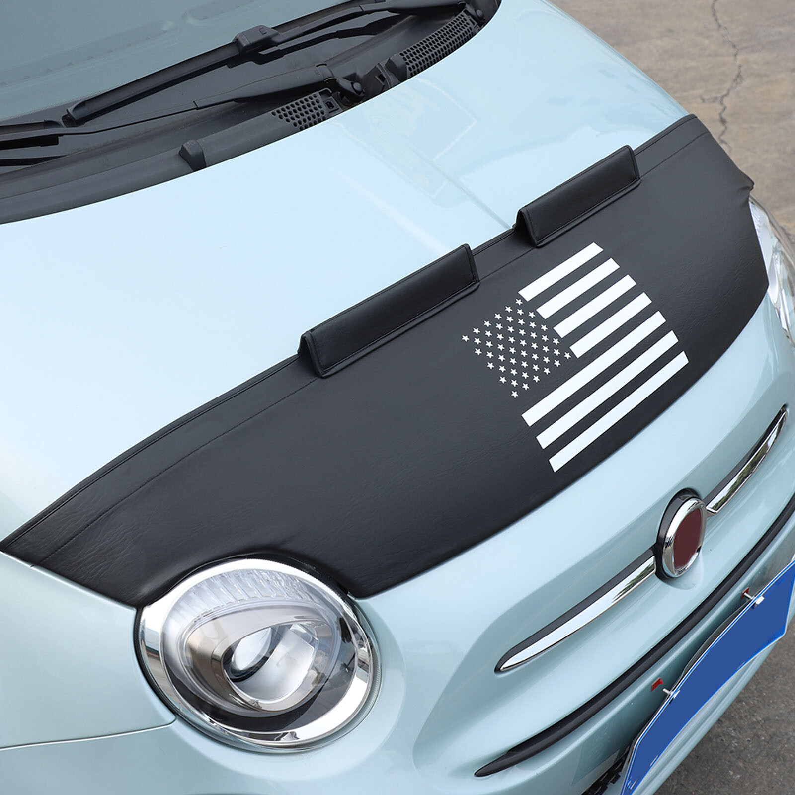 Front Bumper Lebra Car Bonnet Mask Hood Bra Fit For Fiat 500 500C 2007-24 Black