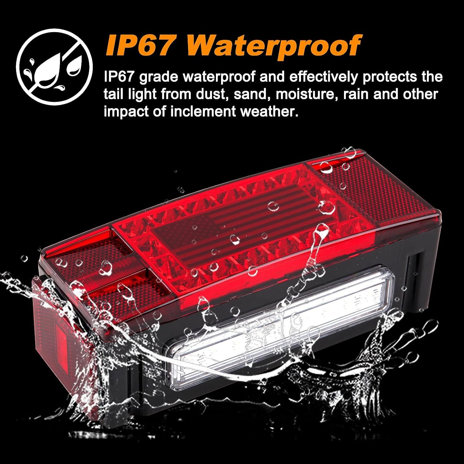 LED Trailer Light Kit 12V, Rectangular Brake Stop Turn Tail License Plate Lights