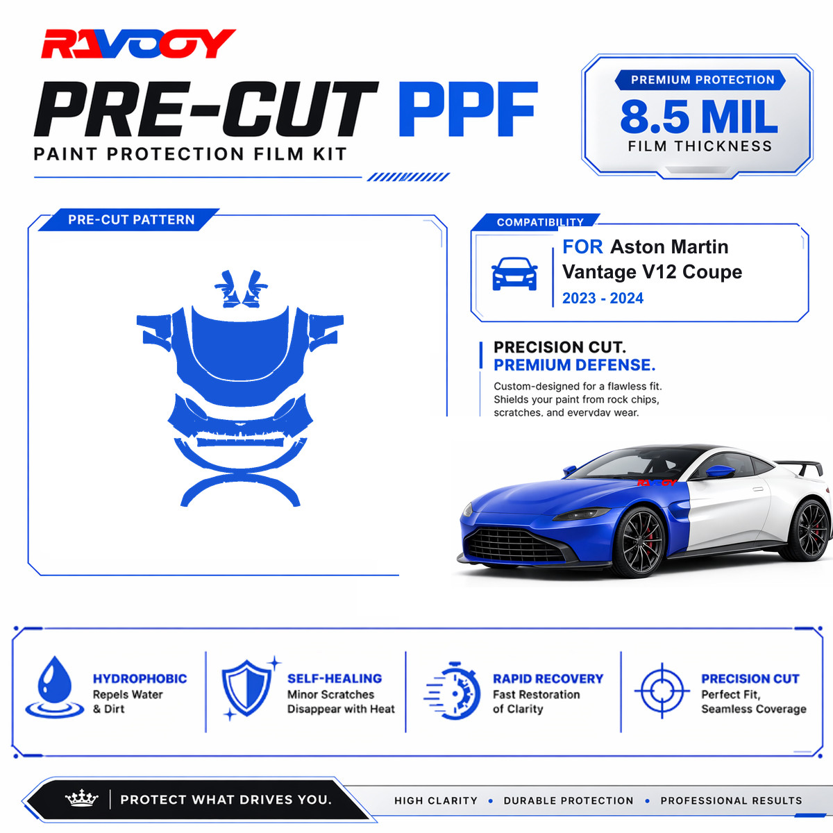 Precut PPF Clear Bra Kit For Aston Martin Vantage V12 Coupe 2023-2024