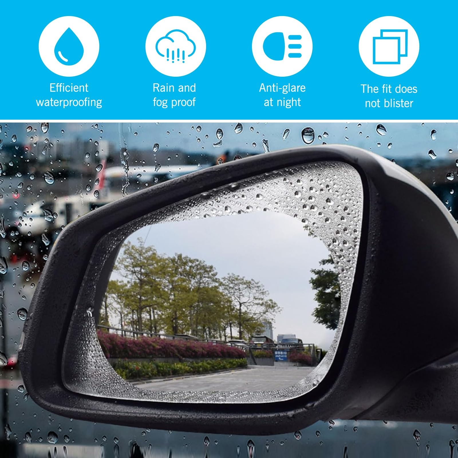 Titgoes 1 PC Car Rearview Mirror Rain Film, Rainwater Drainage HD Transparent