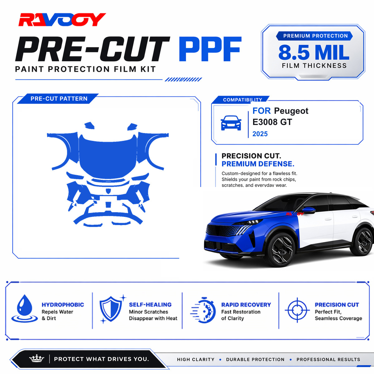 Precut PPF Clear Bra Kit For Peugeot E3008 GT 2025 Paint Protection Film