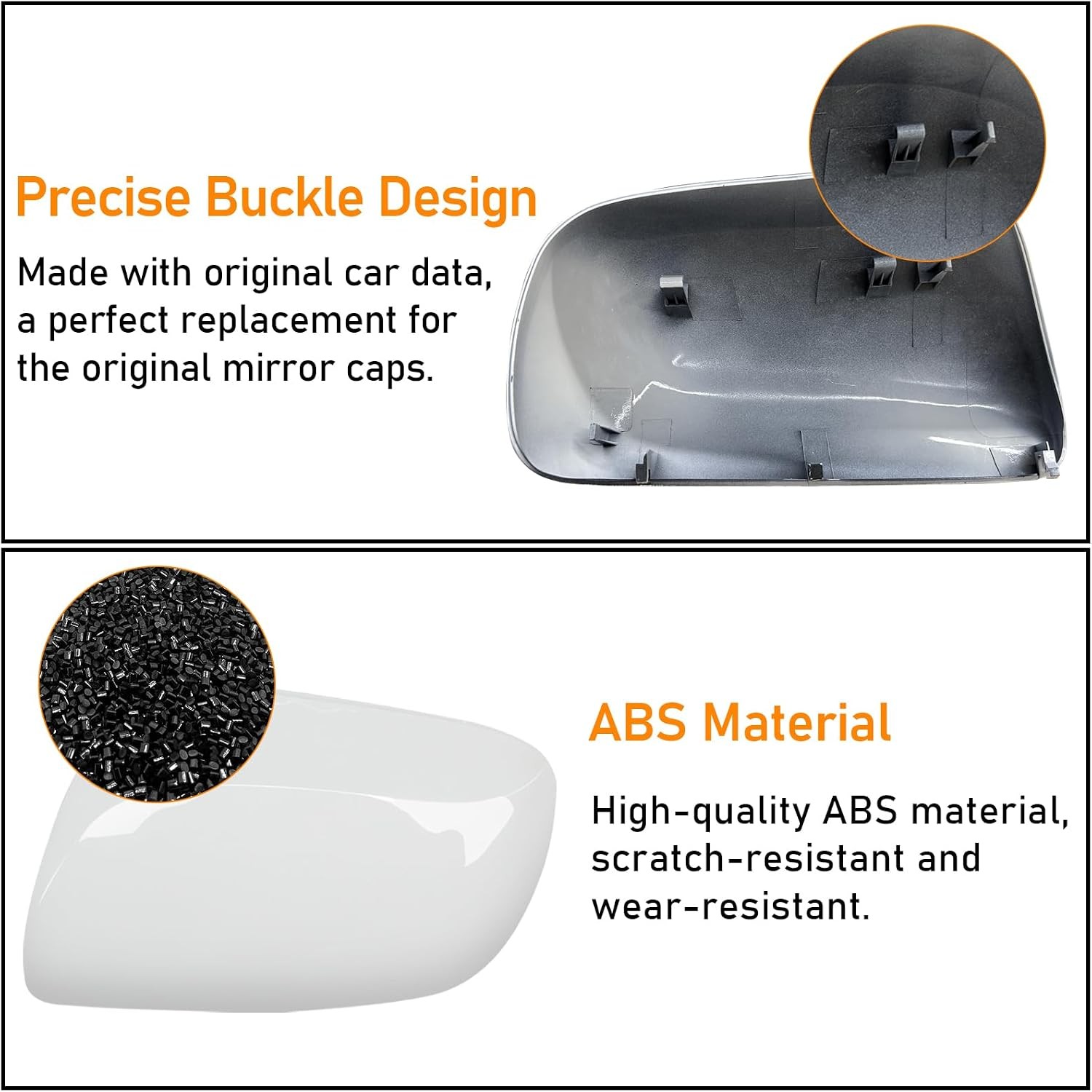 2PCS White Side Mirror Cover Clip-on Toyota Yaris 2006 2007 2008 2009 2010 2011