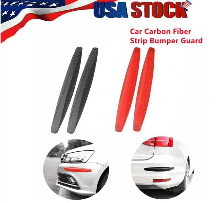 2Pcs Car Bumper Guard Carbon Fiber Anti-rub Strip Body Corner Protector Adhesive