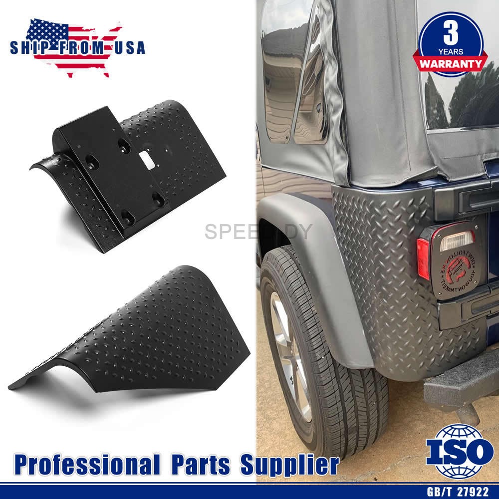 2X Black Rear Body Corner Quarter Panel Guards Armors Kit For Jeep Wrangler TJ