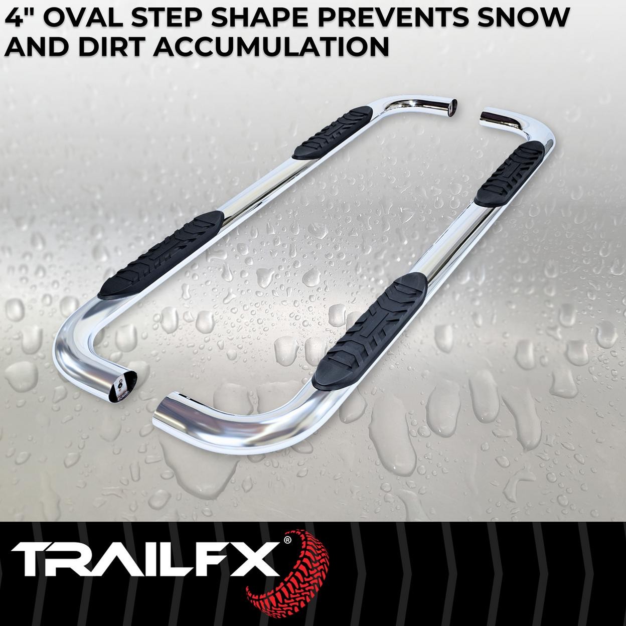 TrailFX A1010S With Step Pads 4 In Oval Bent Pol Stainless Steel With Welded End