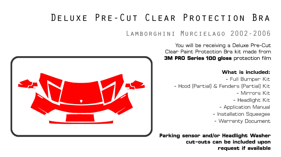 Lamborghini Murcielago 2002-2006 3M PRO Series PreCut Paint Protection Clear Bra