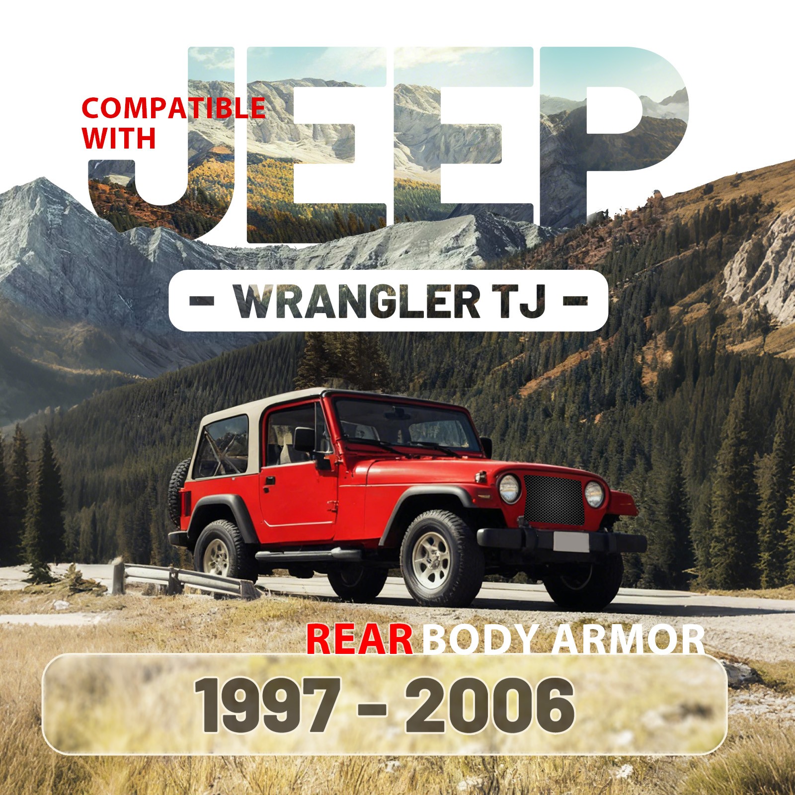 Rear Body Armor Corner Guards Cover For 1997-2006 JEEP WRANGLER TJ LH&RH