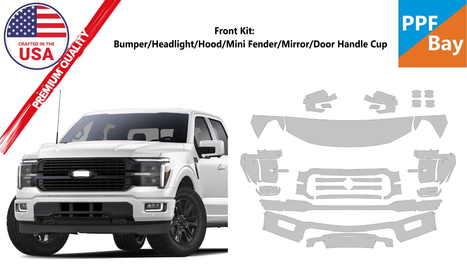 For Ford F-150 Platinum/King Ranch 2024 Front Paint Protection Film PreCut PPF