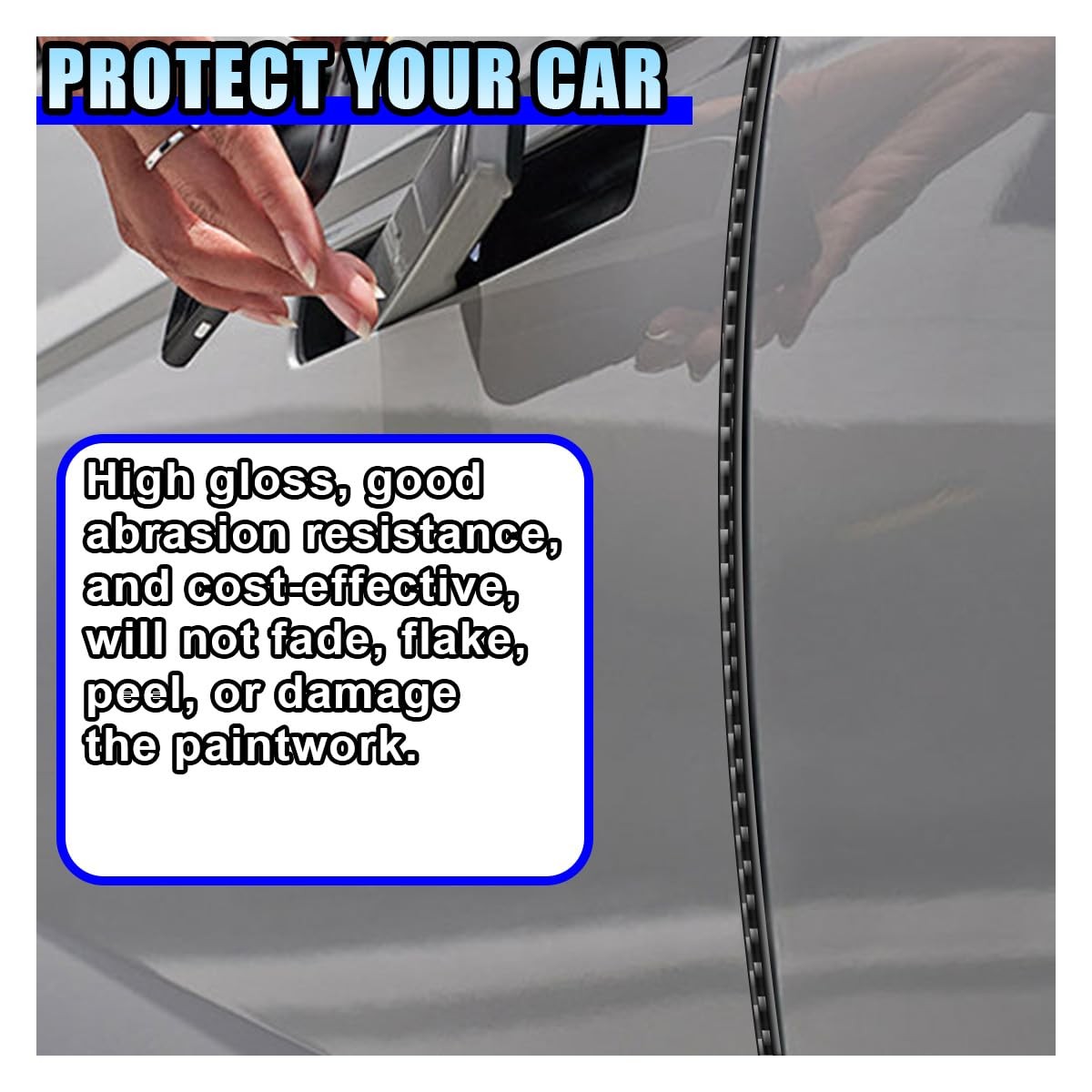 16FT/5M Car Door Edge Guards – U Shape 196.85 x 0.3 inch, Carbon Fiber