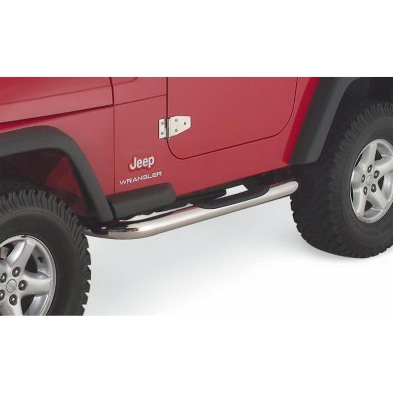 Rampage 9425 3″ Polished Round Step Bars for 1987-06 Jeep Wrangler YJ/TJ