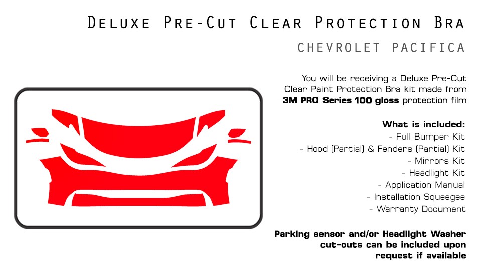 Chrysler Pacifica 2017-2020 3M PRO Series PreCut Paint Protection Clear Bra PPF