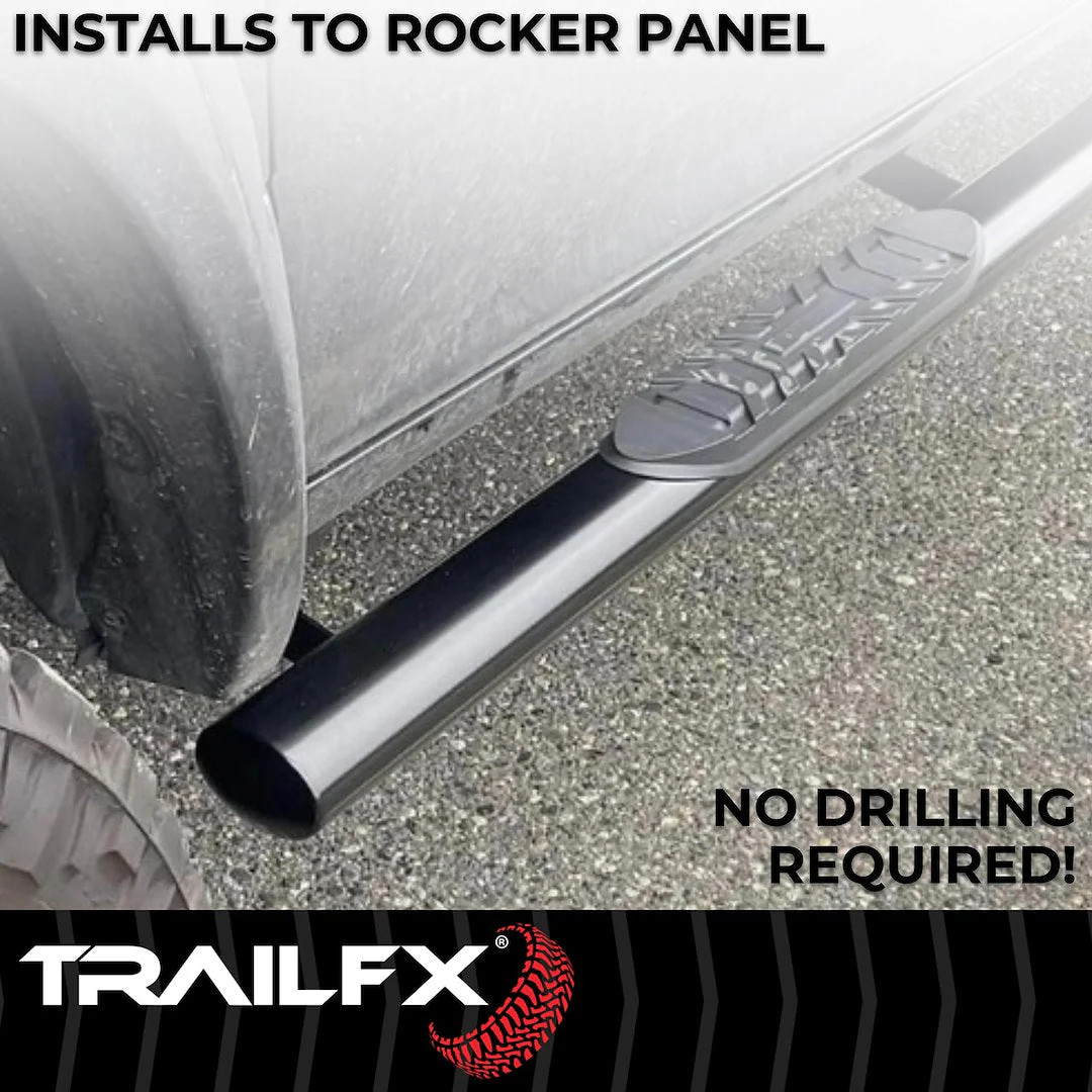 TrailFX 4″ Oval Straight Step Bar For Ford F150-350 Standard- Black (A1530B)