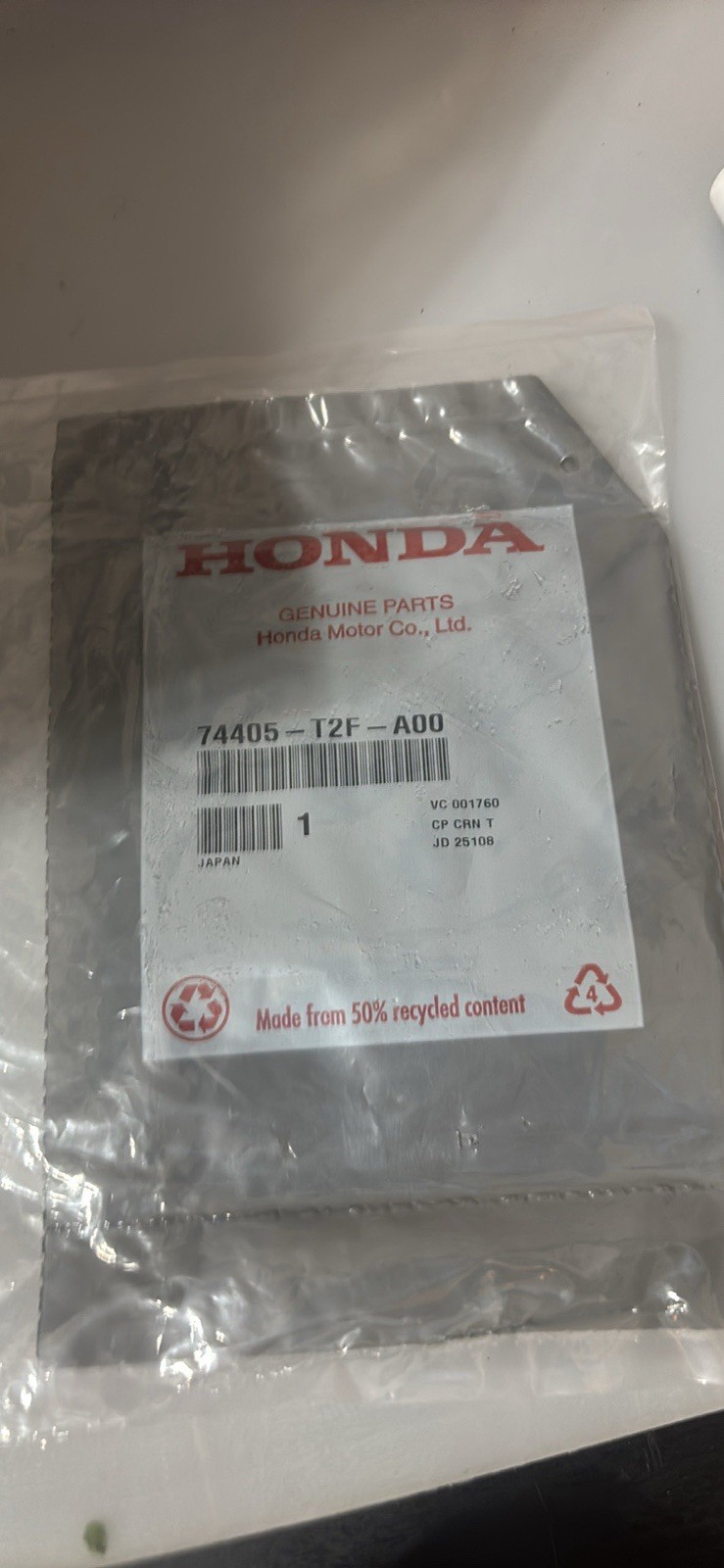 Honda Tape L Side Sill Protection 74405-T2F-A00 BRAND NEW Genuine