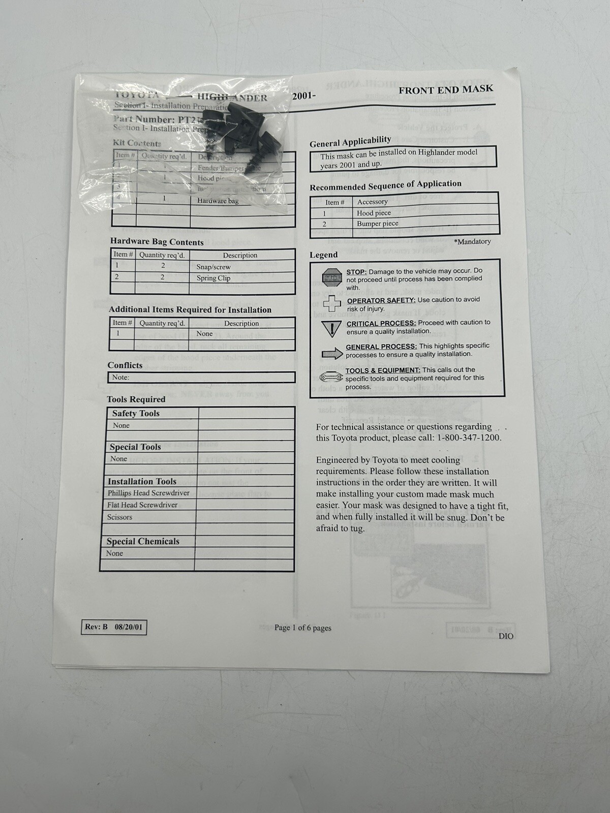 OEM 2001 Toyota Highlander Front End Mask PT218-69010