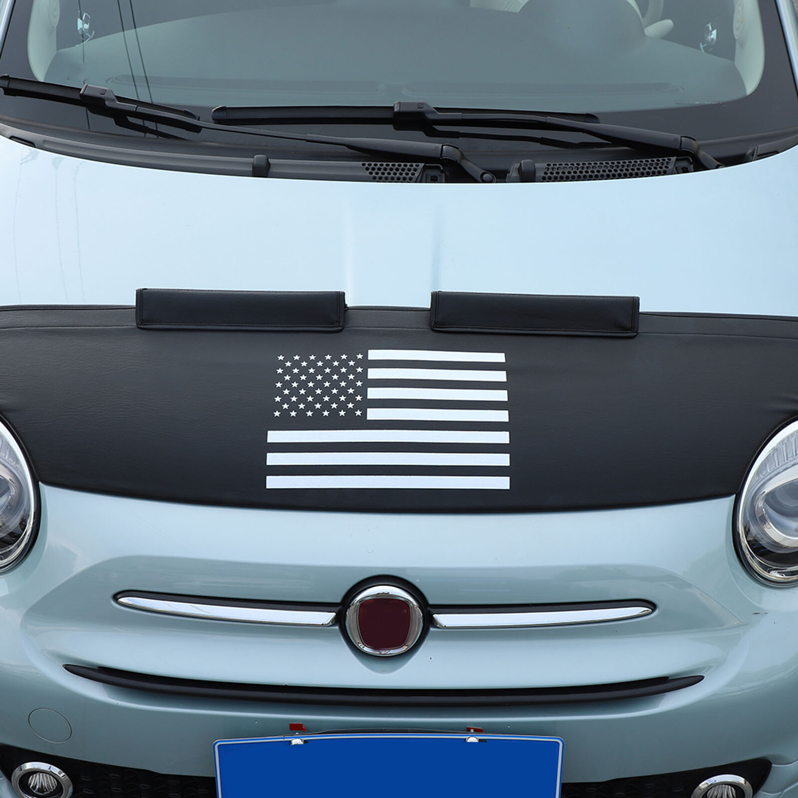 Front Bumper Lebra Car Bonnet Mask Hood Bra Fit For Fiat 500 500C 2007-24 Black