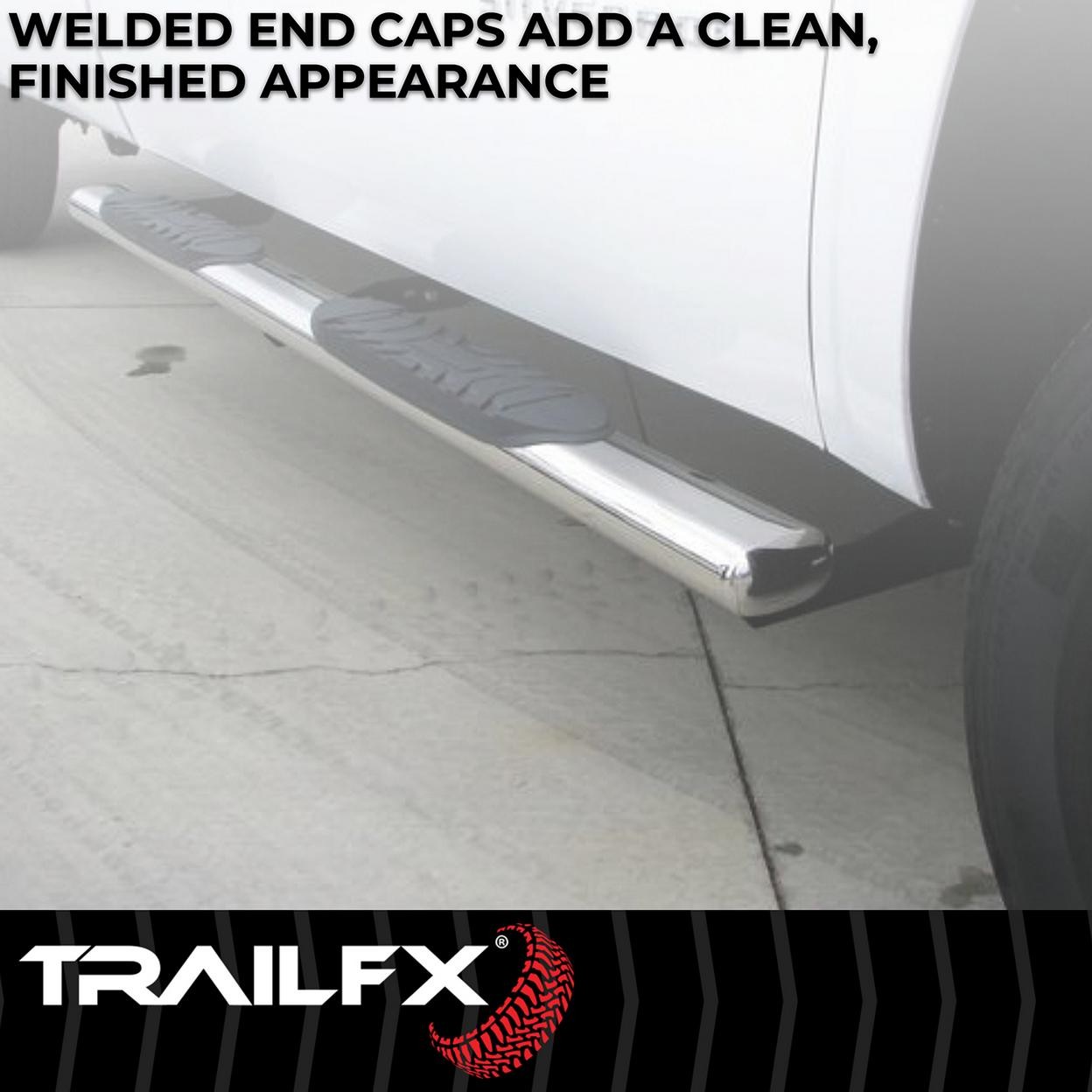 TrailFX A1523S 4 Inch Oval Straight Pol Stainless Steel Rocker Panel Mount