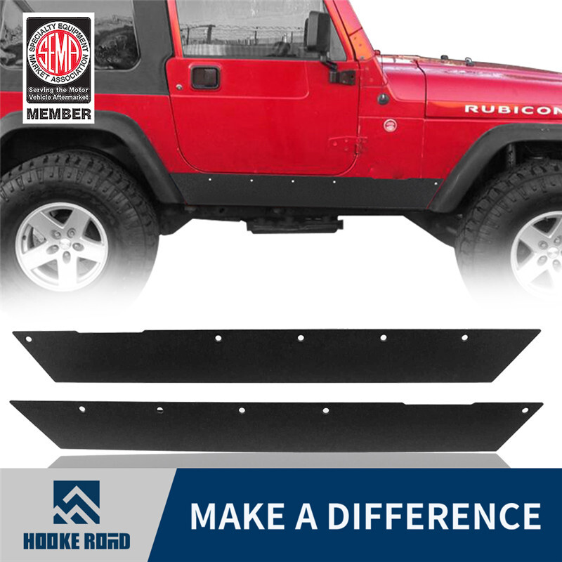 Hooke Road Body Side Armor Rock Slider Rocker Guards For Jeep Wrangler TJ 97-06