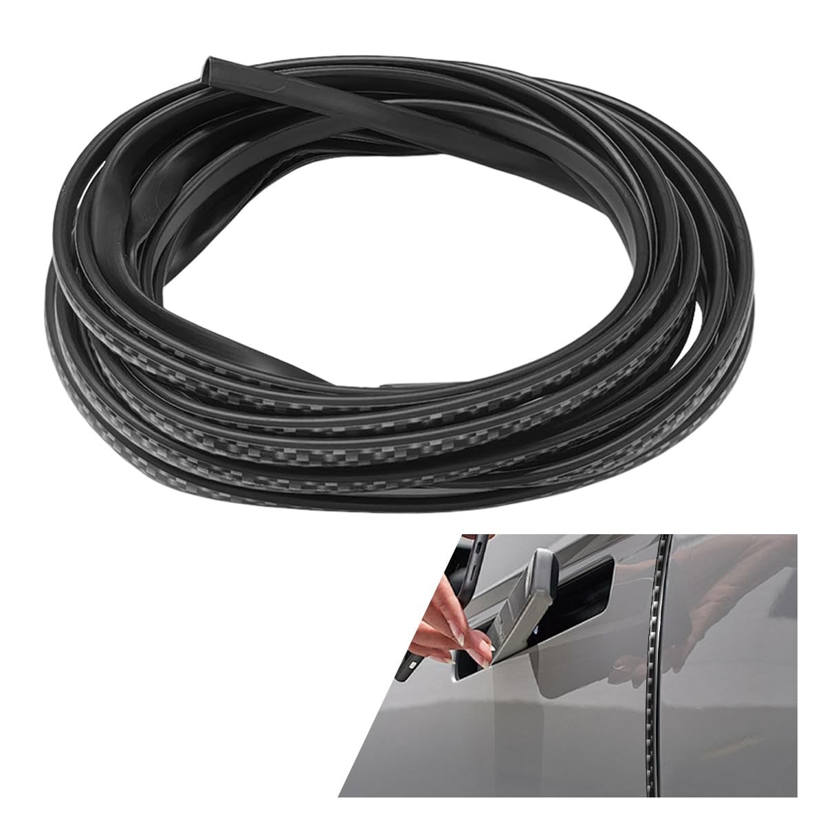 16FT/5M Car Door Edge Guards – U Shape 196.85 x 0.3 inch, Carbon Fiber