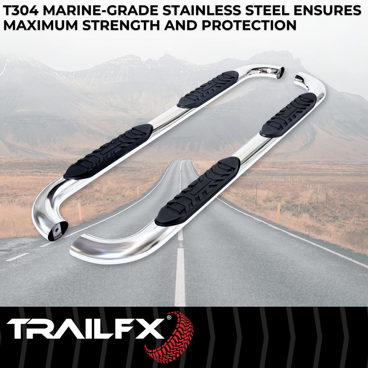 TrailFX A1001S 4 Inch Oval Bent Pol Stainless Steel Frame Body Mount Bolts