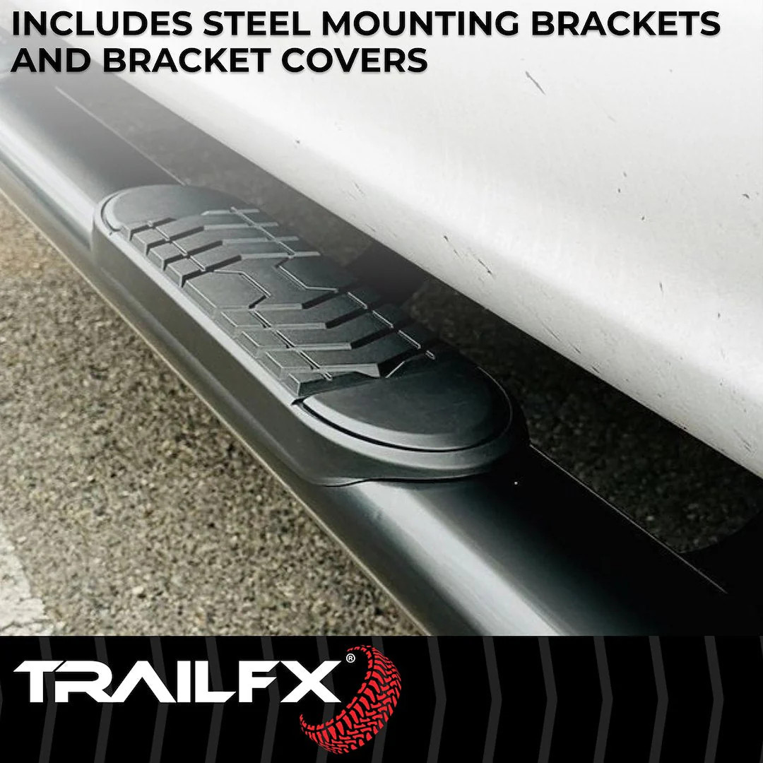 TrailFX 5″ Oval Straight Step Bar For GM Silverado/Sierra Standard-Black (A7001B