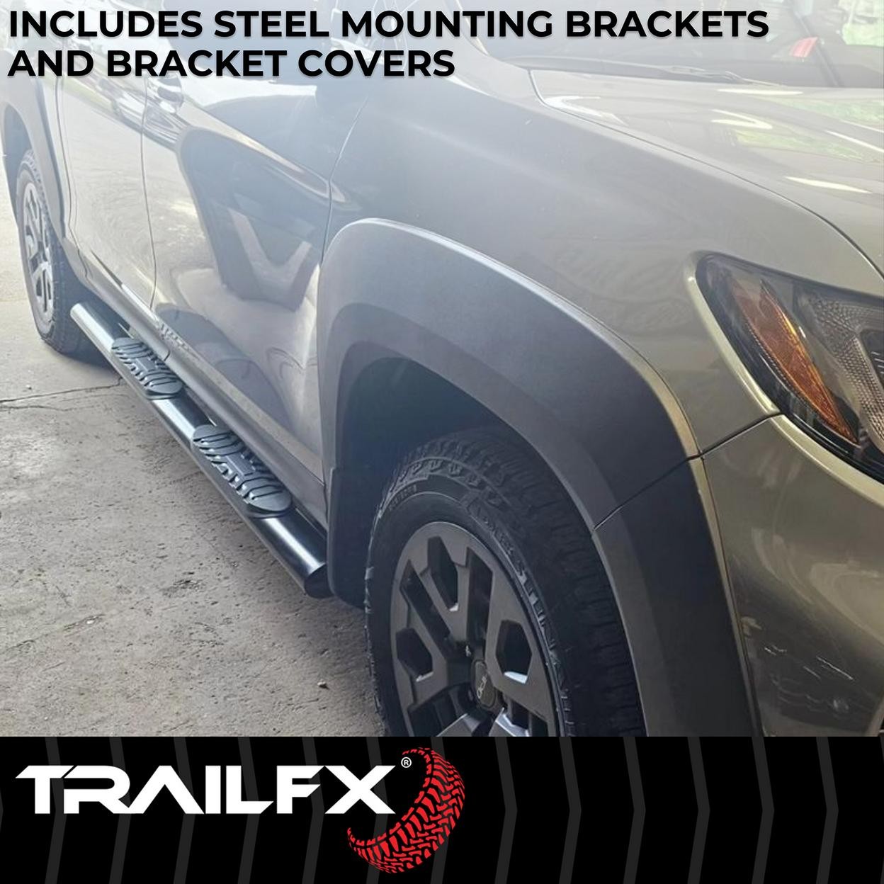TrailFX A1535B 4 Inch Oval Straight Powder Coated Black Mild Steel Rocker Panel