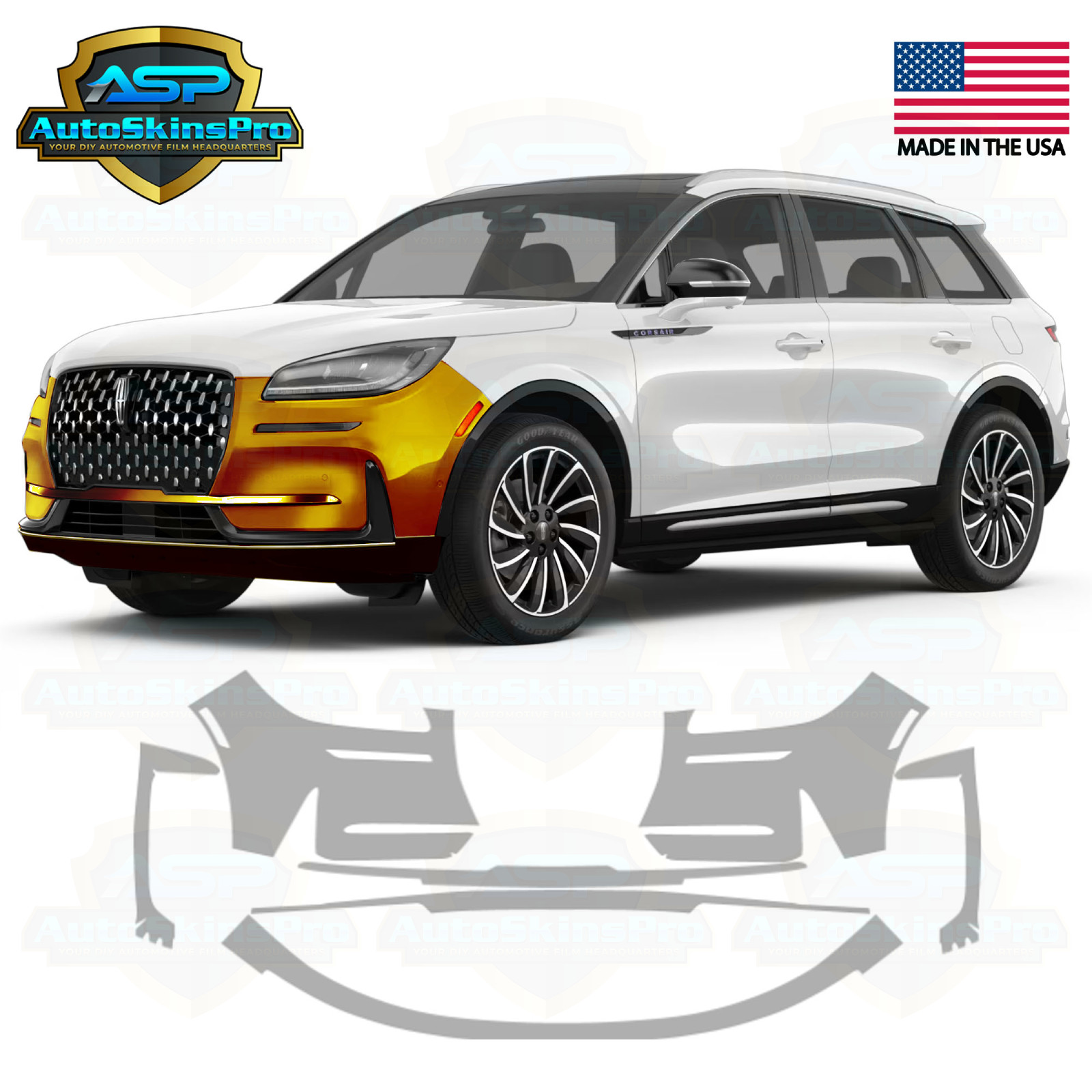 Precut Paint Protection Film for 2023-2026 Lincoln Corsair 4D SUV Front Bumper