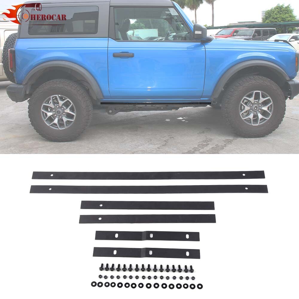 Black Iron Car Pinch Weld Trail Armor Rocker Panels Kit For Ford Bronco 2Dr 21+