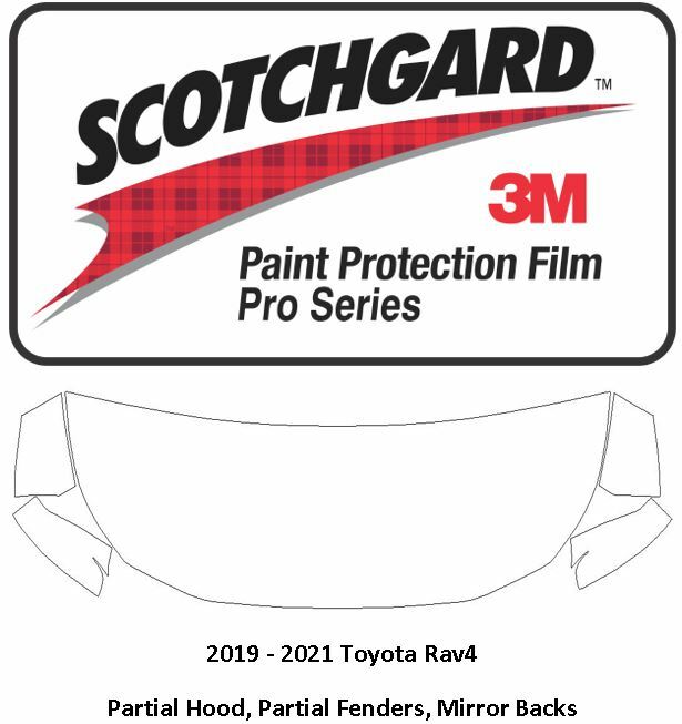 3M SCOTCHGARD PRO PAINT PROTECTION FILM FOR 19-21 TOYOTA RAV4 Hood Fender Mirror
