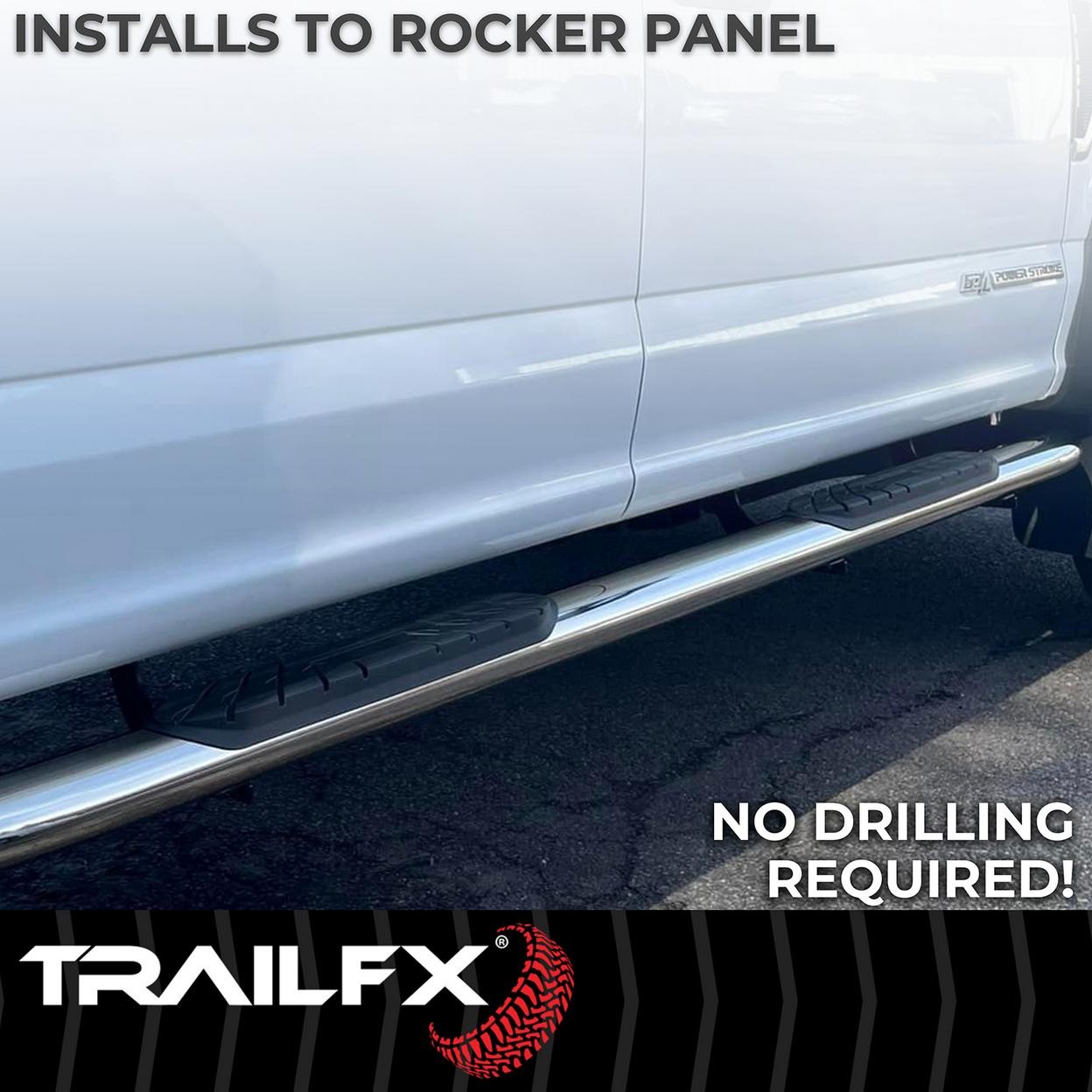 TrailFX A1010S With Step Pads 4 In Oval Bent Pol Stainless Steel With Welded End