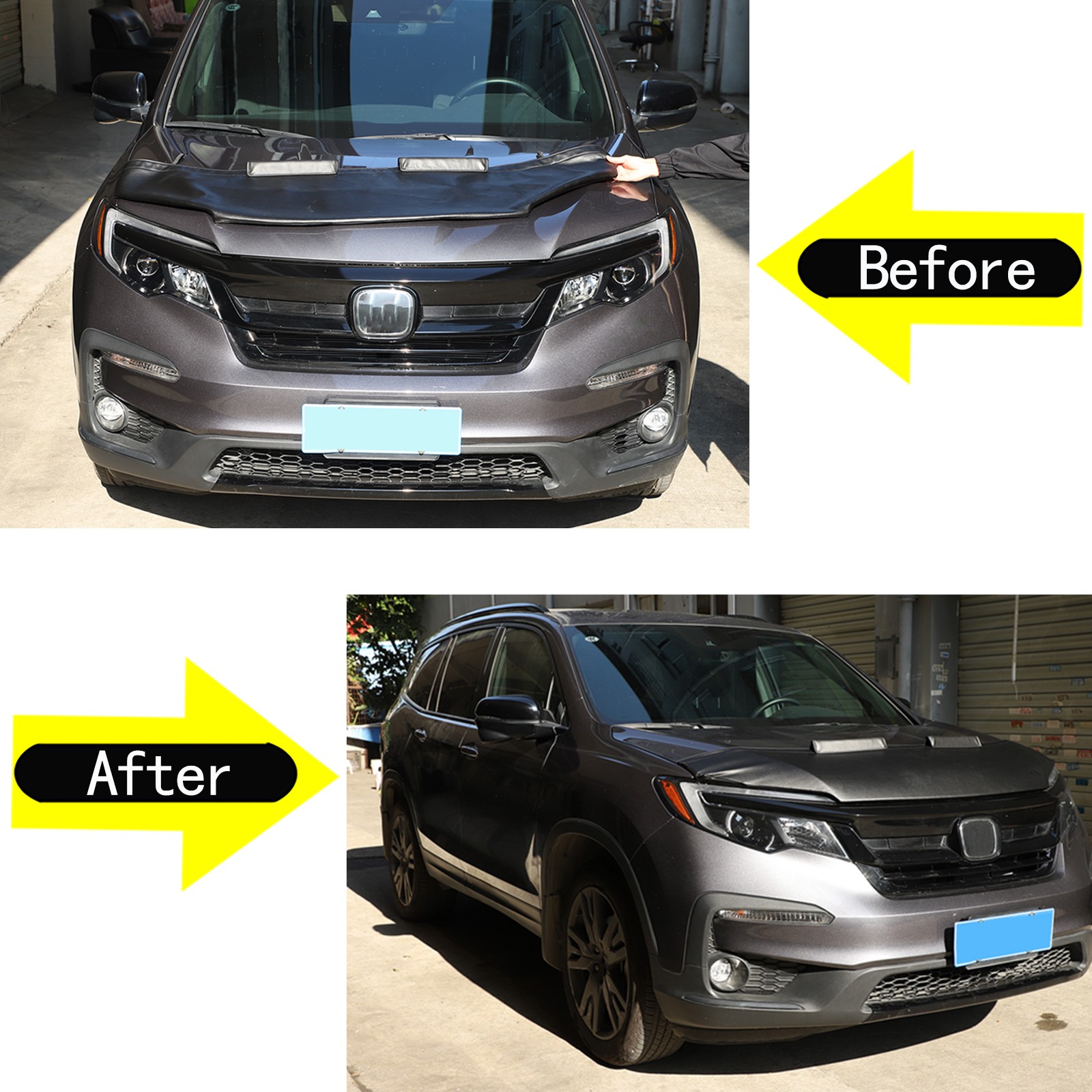 Front End Hood Stone Bra Guard Cover Protection Leather For Honda Pilot 2015-22