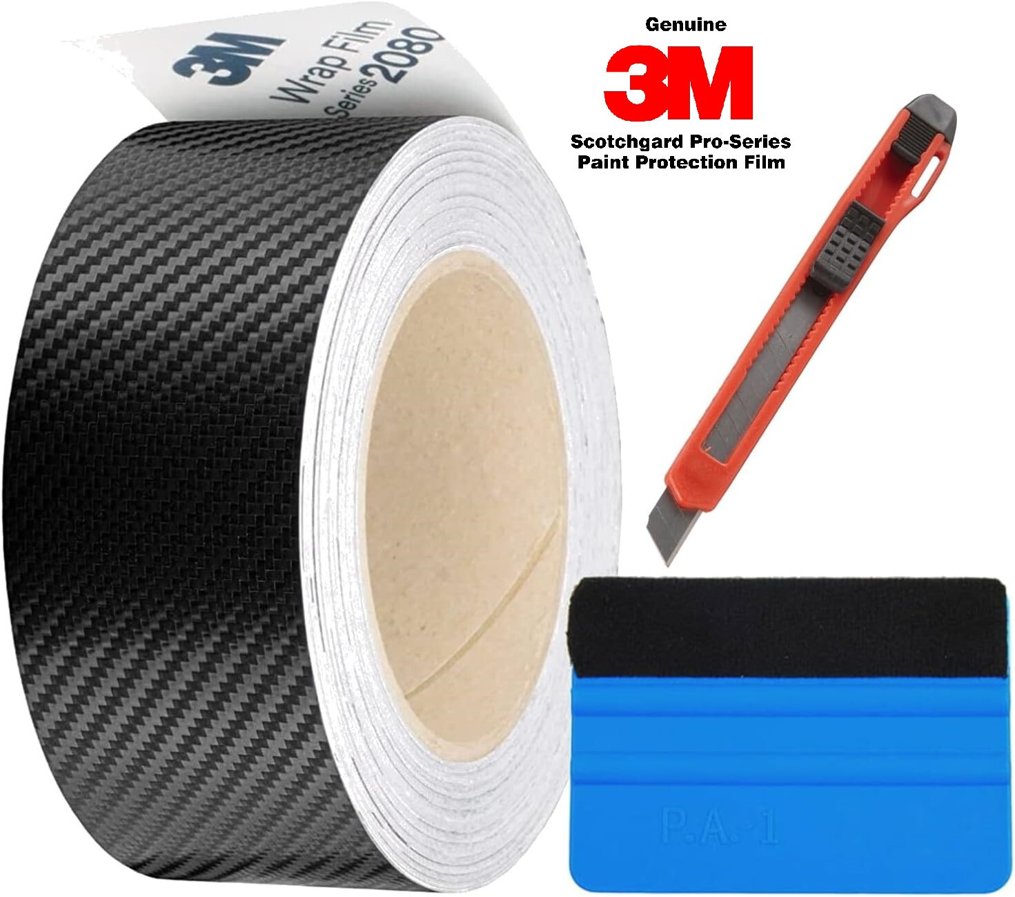 3M Black Gloss Carbon Fiber Vinyl Wrap Film Pro-Series 2080 Kit Size 2″ x 5ft