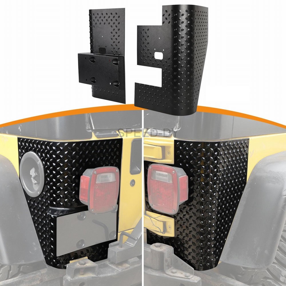 2X Black Rear Body Corner Quarter Panel Guards Armors Kit For Jeep Wrangler TJ