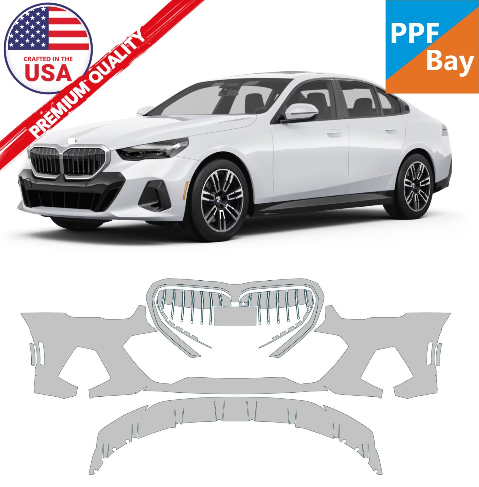 For BMW 5 Serie M Sport 2024-2025 Front Bumper Paint Protection Film PreCut PPF