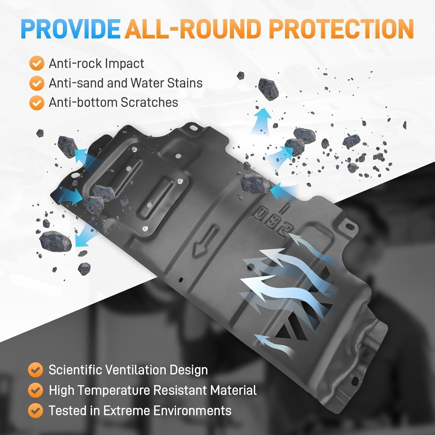 Full Skid Plate Package with Front Transmission Skid Plate For 2015-22 Ford F150