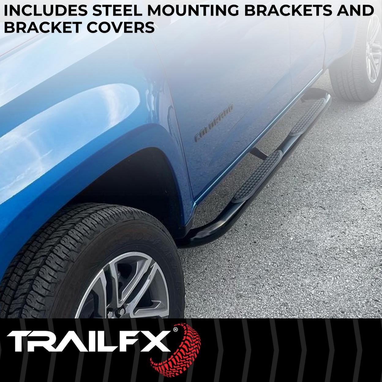 TrailFX A0070T 3 Inch Round Bent, Rocker Panel Mount